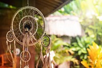 Dream catcher in a magical balinese garden. Free public domain CC0 image.