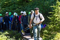 Volunteer Clean Up Group on Trail, Mt Baker Snoqualmie National Forest. Original public domain image from Flickr