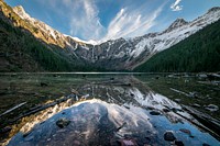 Avalanche Lake (Glacier National Park, Montana) sits at the mouth of a classic U-shaped, glacially-carved valley. Original public domain image from Flickr