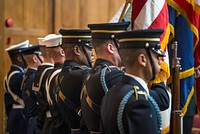 The United States Military District of Washington Joint Armed Forces Color Guard presented the colors at the United States Department of Agriculture (USDA) 2017 Black History Month Observance at the USDA in Washington, D.C., Thur. Feb. 16, 2017.