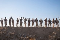 Iraqi security forces soldiers pause for a photo during react to enemy contact training at Camp Taji, Iraq, Feb. 25, 2017.