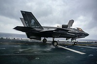 A U.S. Marine Corps F-35B Lightning II aircraft attached to the F-35B Detachment of the Flying Tigers of Marine Tiltrotor Squadron (VMM) 262 (Reinforced) takes off from the amphibious assault ship USS Wasp (LHD 1) in the Philippine Sea, Feb. 9, 2019.