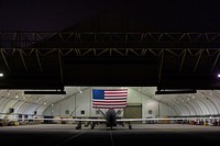 U.S. Air Force EQ-4 Global Hawk unmanned aerial vehicles assigned to the 380th Air Expeditionary Wing await routine maintenance before completing sorties in support of Combined Joint Task Force-Operation Inherent Resolve at an undisclosed location in Southwest Asia, March 31, 2017.