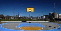 Yellow backboard is a piece of basketball equipment. It is a raised vertical board with an attached basket consisting of a net suspended from a hoop. It is made flat and rigid. Original public domain image from Flickr