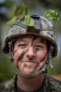 U.S. Army National Guard Sgt. Michael Bourque stands for a portrait during a field training exercise on Joint Base McGuire-Dix-Lakehurst, N.J., May 8, 2019.