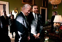 President Barack Obama and Vice President Joe Biden wait in the Green Room of the White House prior to a meeting with U.S. Mayors, Feb. 20, 2009.