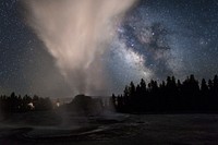 Milky Way over Castle Geyser. Original public domain image from Flickr