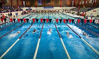 U.S. Air Force Master Sgt. Linn Knight (lane 5), an explosive ordnance disposal troop from Spring Branch, Texas, races toward the finish during the women’s 50-meter freestyle at the 2017 Department of Defense Warrior Games July 8, 2017 at the University of Illinois at Chicago, Chicago, Ill. Knight won a gold medal and set a new Warrior Games record for her event.