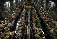 U.S. Soldiers of the 82nd Airborne Division prepare to conduct a static line jump out of a C-17 Globemaster III during exercise Panther Storm at Fort Bragg, North Carolina, July 26, 2017.