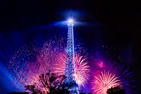 Fireworks at Eiffel Tower, Paris, France. Free public domain CC0 photo.