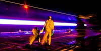 ARABIAN GULF (Aug. 12, 2017) A jet blasts off the flight deck as Sailors conduct night flight operations aboard the aircraft carrier USS Nimitz (CVN 68), Aug. 12, 2017, in the Arabian Gulf. Nimitz is deployed in the U.S. 5th Fleet area of operations in support of Operation Inherent Resolve.