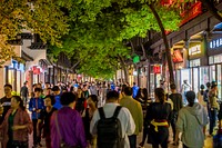 Crowds at night, Shanghai. Free public domain CC0 photo.