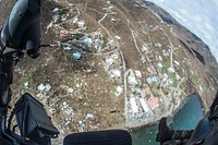 Aircrew survey the destruction from the helicopter over the U.S. Virgin Islands.