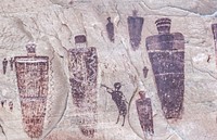 Rock paintings at the Great Gallery in Horseshoe Canyon. Original public domain image from Flickr
