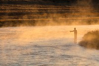 Fall fishing on the Madison River at sunrise by Jacob W. Frank. Original public domain image from Flickr