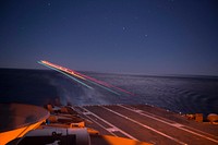 An aircraft assigned to Carrier Air Wing (CVW) 1 approaches the flight deck of the aircraft carrier USS Harry S. Truman (CVN 75) in the Atlantic Ocean Oct. 30, 2017.