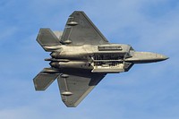 An F-22 Raptor flies over McEntire Joint National Guard Base, Nov. 30, 2017.