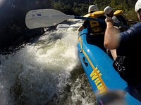 Patrons hit the rapids while whitewater rafting through the Ocoee River in the Cherokee National Forest, TN.USDA Photo by Lance Cheung. Original public domain image from Flickr