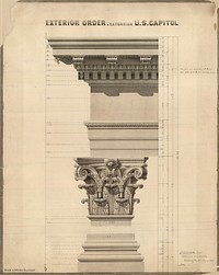 Exterior Order, Extension Design 1859 Exterior Order, Extension, U.S. Capitol Pen, Ink and watercolor by Thomas U. Walter, 1859. Original public domain image from Flickr