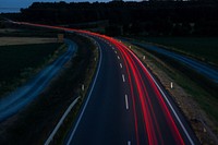 Long exposure car taillight on the highway. Free public domain CC0 photo