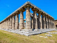 Ancient Greek temple architecture with columns. Free public domain CC0 image.