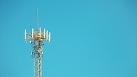 Telecommunications tower with antennas. Free public domain CC0 photo.