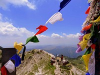 Religious flags, Tibet mountain. Free public domain CC0 photo.