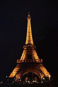 Eiffel tower at night, Paris, France. Free public domain CC0 image.