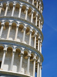 Closeup on The Leaning Tower of Pisa in Italy. Free public domain CC0 image.