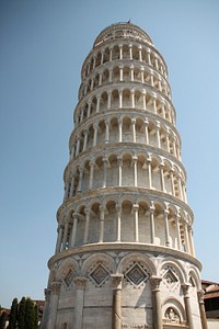 Closeup on The Leaning Tower of Pisa in Italy. Free public domain CC0 image.