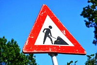 Road construction sign. Free public domain CC0 photo.