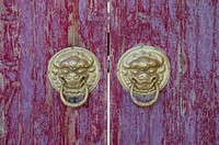Chinese antique beast door handle. Free public domain CC0 photo.