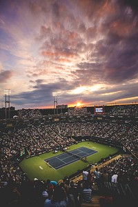 Free sunset at stadium image, public domain CC0 photo.