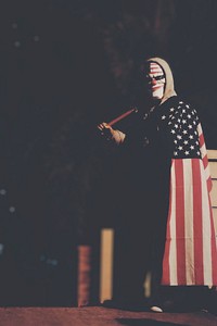 Free Joker wearing American flag image, public domain CC0 photo.