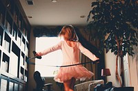 Free girl dancing in room image, public domain people CC0 photo.