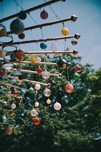 Decorative colorful balls hanging. Free public domain CC0 image.