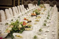 Reception table setting. Free public domain CC0 photo.