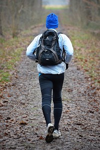 Jogging in the forest. Free public domain CC0 photo.