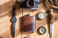 Analog camera on table. Free public domain CC0 image.