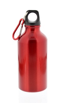 Red aluminium bottle, flusk. Free public domain CC0 image.