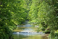 Waterfall water flowing down. Free public domain CC0 image.