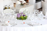 Reception table setting. Free public domain CC0 photo.