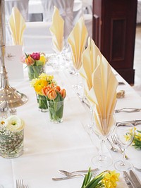 Reception table setting. Free public domain CC0 photo.