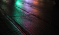 Beautiful colorful lights on the road. Free public domain CC0 image