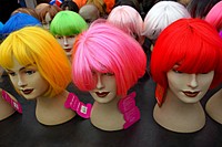 Colorful wigs. Free public domain CC0 photo.