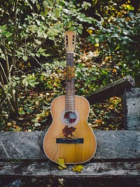 Beautiful acoustic guitar, musical instrument background. Free public domain CC0 photo.