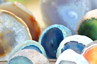 Beautiful collection of colorful geodes. Free public domain CC0 photo.