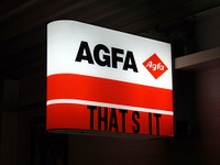 Agfa luminous advertising sign, location unknown, Aug. 2, 2015.