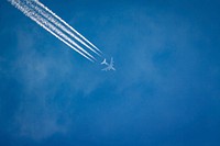 Airplane flying in the sky. Free public domain CC0 photo.