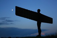The Angel of the North, a contemporary sculpture by Antony Gormley, located beside the A1 road in Gateshead, Tyne and Wear, England. Free public domain CC0 photo.